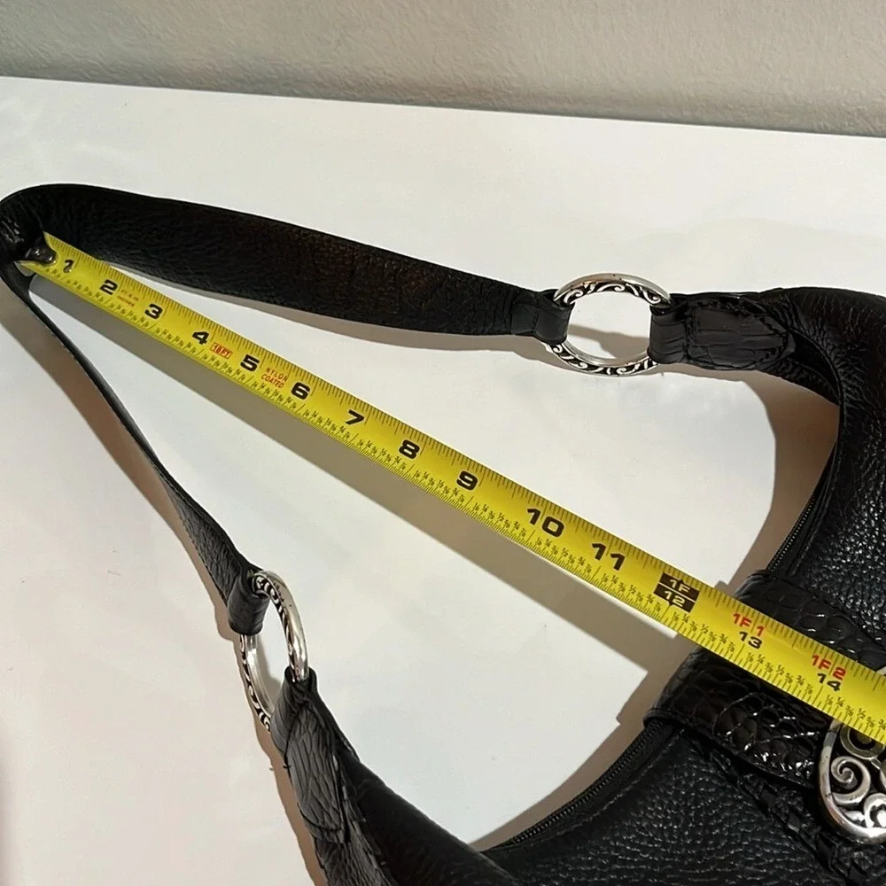Brighton Franki Black Pebbled Leather Hobo‎ Purse Shoulder Bag Quality Designer
